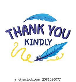 Writing thanks typography sticker in flat style