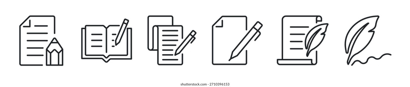 Writing thin line icon set. Web minimal icons