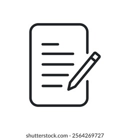 Writing thin line icons. Perfect pixel on transparent background