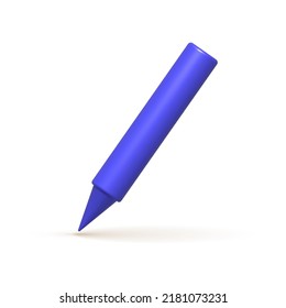 Writing tool 3d icon. Green pen, pencil, marker. 3d realistic design element. Vector illustration.