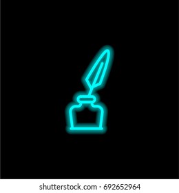 Writing tool blue glowing neon ui ux icon. Glowing sign logo vector
