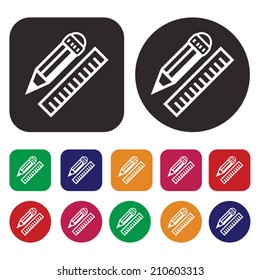 writing tools icon / Pen icon / Pencil icon / Ruler icon