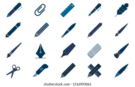 Writing tools icon set vector illustration.