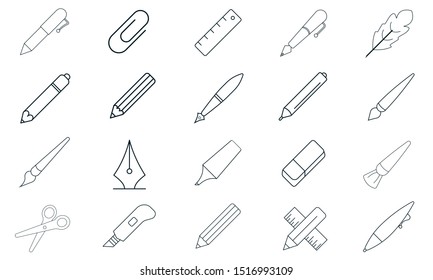 Writing tools icon for stationery and creative design illustrations