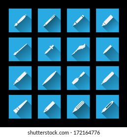 Writing Tools icons ( long Shadow )