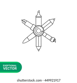 Writing tools line icon