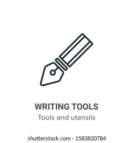 Writing tools outline vector icon. Thin line black writing tools icon, flat vector simple element illustration from editable tools and utensils concept isolated on white background