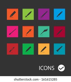 Writing Tools  ( Set of 12 Quality icons )