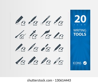 Writing Tools ( Set of 20 Quality icons )