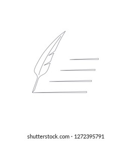 Writing tools, thin flat design. Feather pen and paper icon vector, filled flat sign, solid pictogram isolated on white. Logo vector illustration