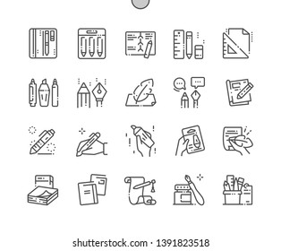 Writing tools Well-crafted Pixel Perfect Vector Thin Line Icons 30 2x Grid for Web Graphics and Apps. Simple Minimal Pictogram