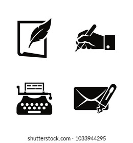 Escritura y Escritura. Iconos Vectores Relacionados Sencillos para Video, Aplicaciones Móviles, Sitios Web, Proyectos de Impresión y Su Diseño. Ilustración plana en negro sobre fondo blanco.