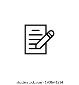 Writing vector icon in linear, outline icon isolated on white background