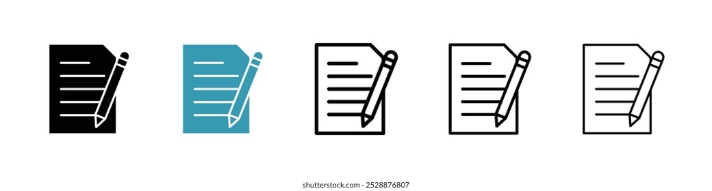 Writing vector icon set in black and blue colors.