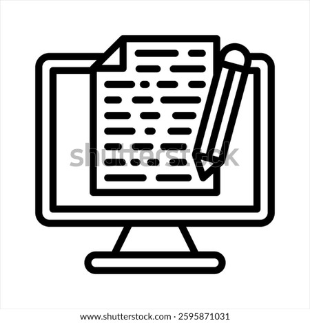 Writing Vector Lineal Icon On White Background.