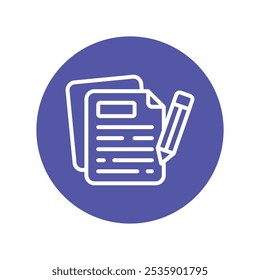Writing Vector Outline Circle Design icon. Work In Progress Symbol on White background EPS 10 File