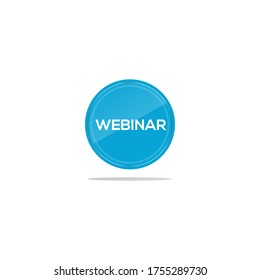 Writing webinar in a blue circle. There is a circular glass in front of the webinar article.