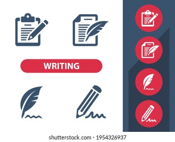 Writing, Write Icons. Professional, pixel perfect icons. EPS 10 format.