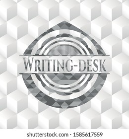 Writing-desk grey emblem with cube white background
