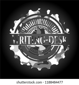 Writing-desk on grey camo pattern