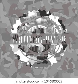 Writing-paper on grey camouflaged pattern