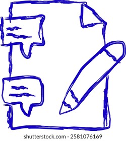 written communication icon in Doodle style