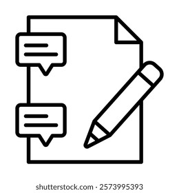 Written Communication icon line vector illustration