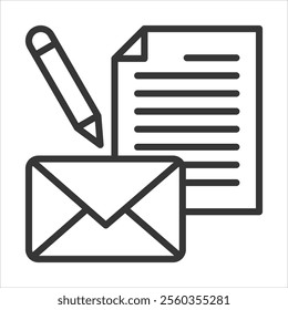Written Communication Outline Icon Vector Illustration