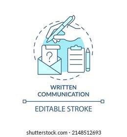 Written communication turquoise concept icon. Interaction type abstract idea thin line illustration. Letters and messages. Isolated outline drawing. Editable stroke. Arial, Myriad Pro-Bold fonts used