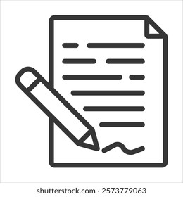 Written Contracts Outline Icon Vector Illustration