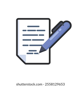 written document with outline in flat vector design.