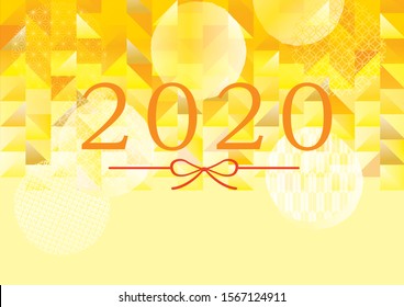 It's written as a gold New Year's card/Happy New Year in Japanese in 2020./It's written as a mouse 