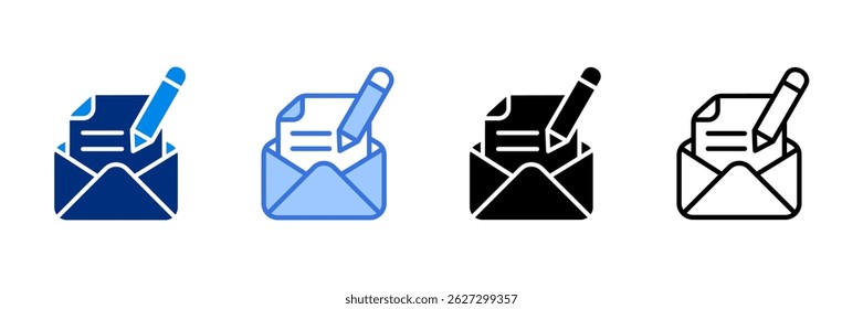 Written Icon Set Multiple Style Vector Illustration