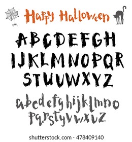 Written in ink vector alphabet. Unique font for the holiday Halloween.
