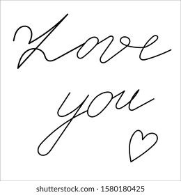 Written manually lettering. A card for Valentine's Day. A confession of love. Lettering design element for your business and creativity. 