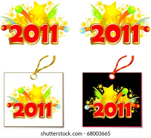 Written for the new year in two versions on a white background, vector