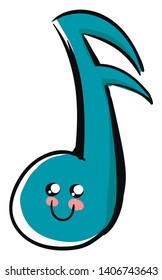 It is a written symbol representing the pitch and duration of a musical sound., vector, color drawing or illustration. 