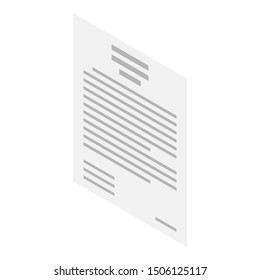 Written verdict icon. Isometric of written verdict vector icon for web design isolated on white background