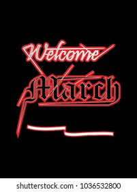 Written welcome March. vector