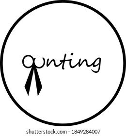 written word with scissors drawing illustration