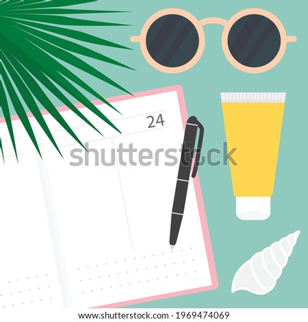 writting in calendar, diary, summer planning concept- vector illustration