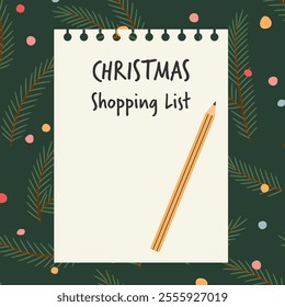 writting christmas shopping list concept; christmas planning -vector illustration