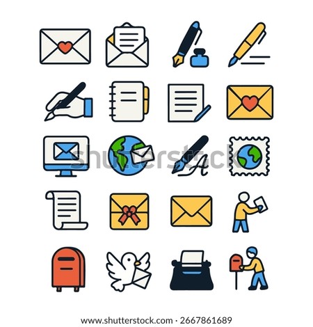 writting day icon set web