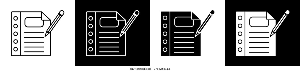 Writting Icon Black And White Vector Illustration.