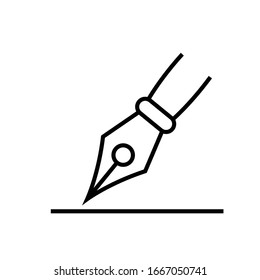 Writting pen line icon, concept sign, outline vector illustration, linear symbol.