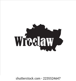 Wroclaw map and black lettering design on white background