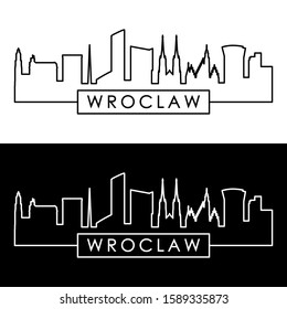 Wroclaw skyline. Linear style. Editable vector file.