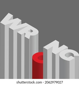 3D erróneo, logotipo elegante incorrecto, ilustración, efecto de construcción de texto, representación de texto 3D, tipografía isométrica, tipografía, blanco y negro, caligrafía, texto artístico