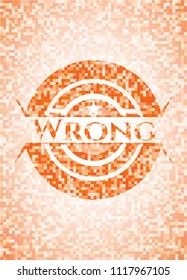 Wrong abstract orange mosaic emblem with background