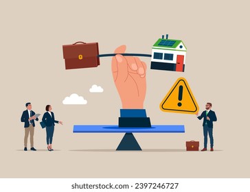 Wrong balance with work and life balance. Flat vector illustration